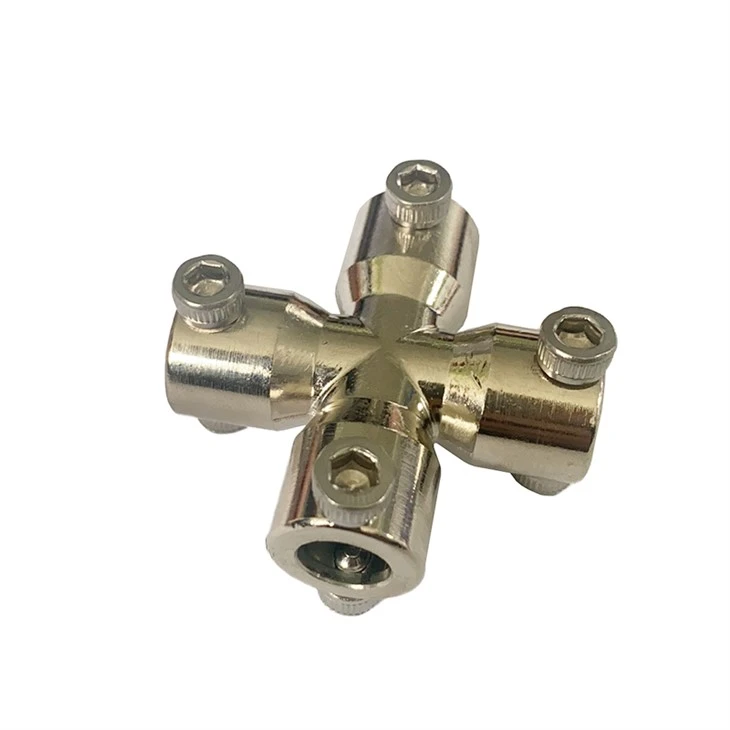 Brass Four-way Connector Screw Fixation